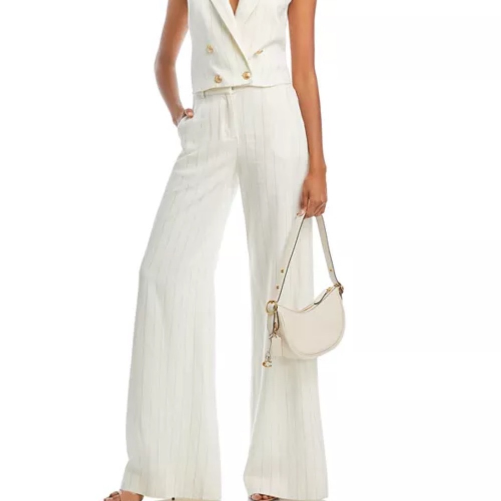 L'AGENCE Fable Striped Double Breasted Vest & Pilar Striped Wide Leg Pants SET 8